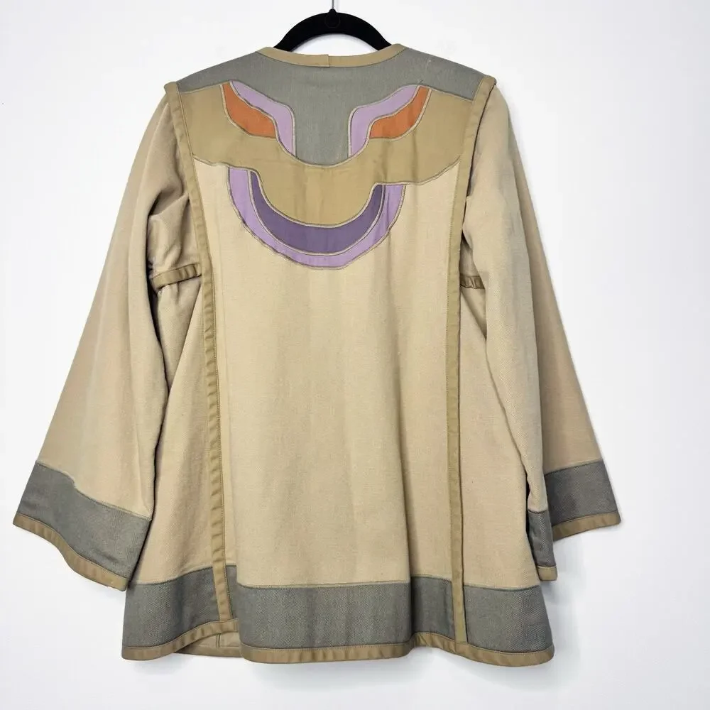 Vintage G Girvin Jacket Wearable Art Reversible Applique Boho Cotton Large